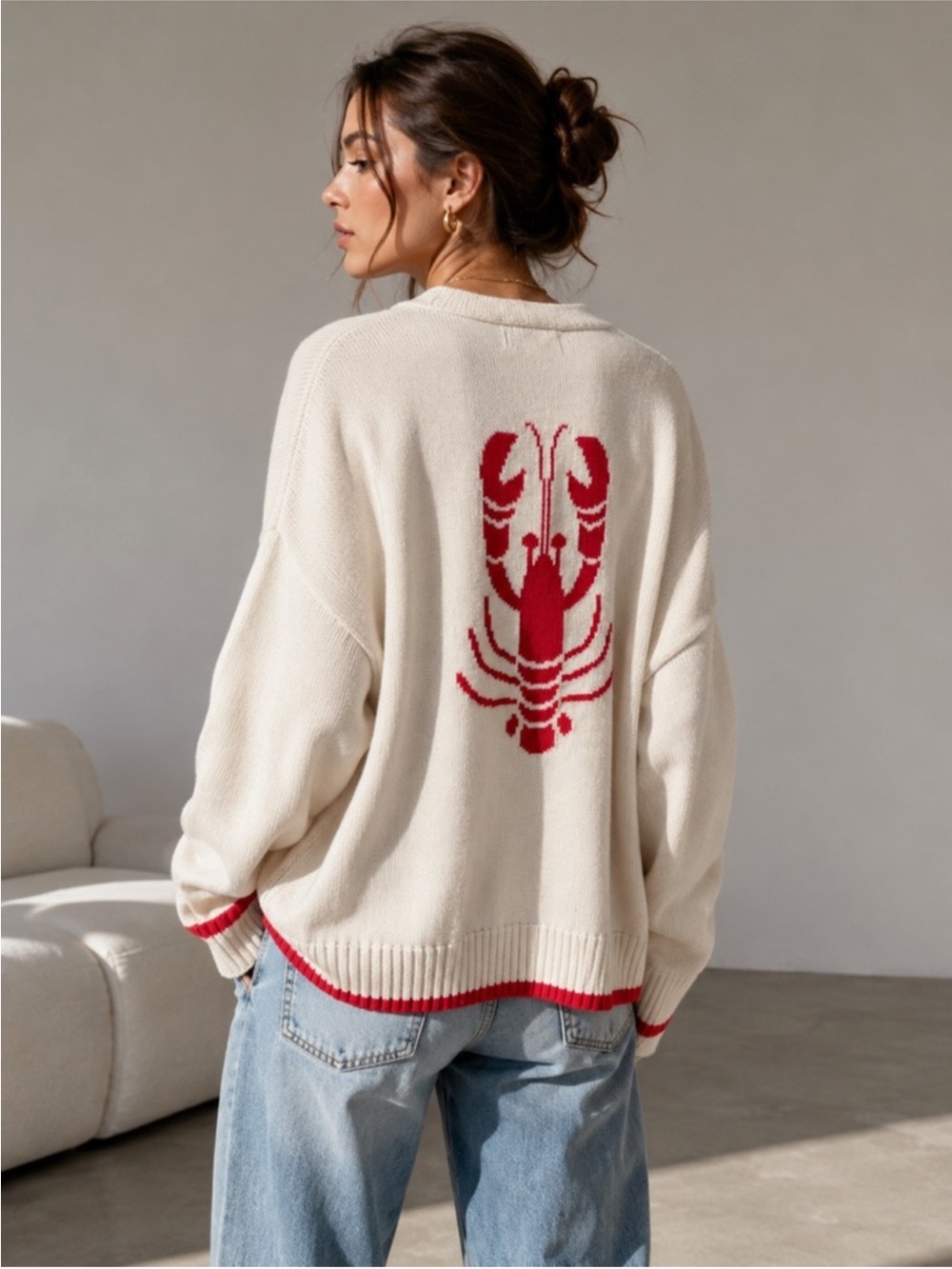 Luna X Sol Viral Lobster 🦞 Cardigan/ Sweater NWT Large